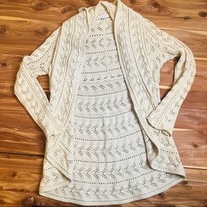 Anthropology CAbI Open Front Drape Cream Cardigan